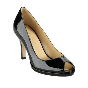 Cole Haan Nike Air Carma Patent Leather Peep Toe Pumps Womens 8B Black